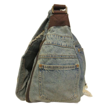 Dolce & Gabbana Denim Messenger Bag Distressed Studs Logo Indigo — view 3