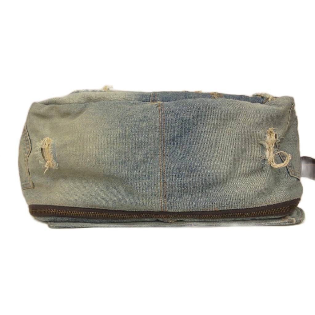 Dolce & Gabbana Denim Messenger Bag Distressed Studs Logo Indigo — view 4