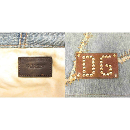 Dolce & Gabbana Denim Messenger Bag Distressed Studs Logo Indigo — view 7