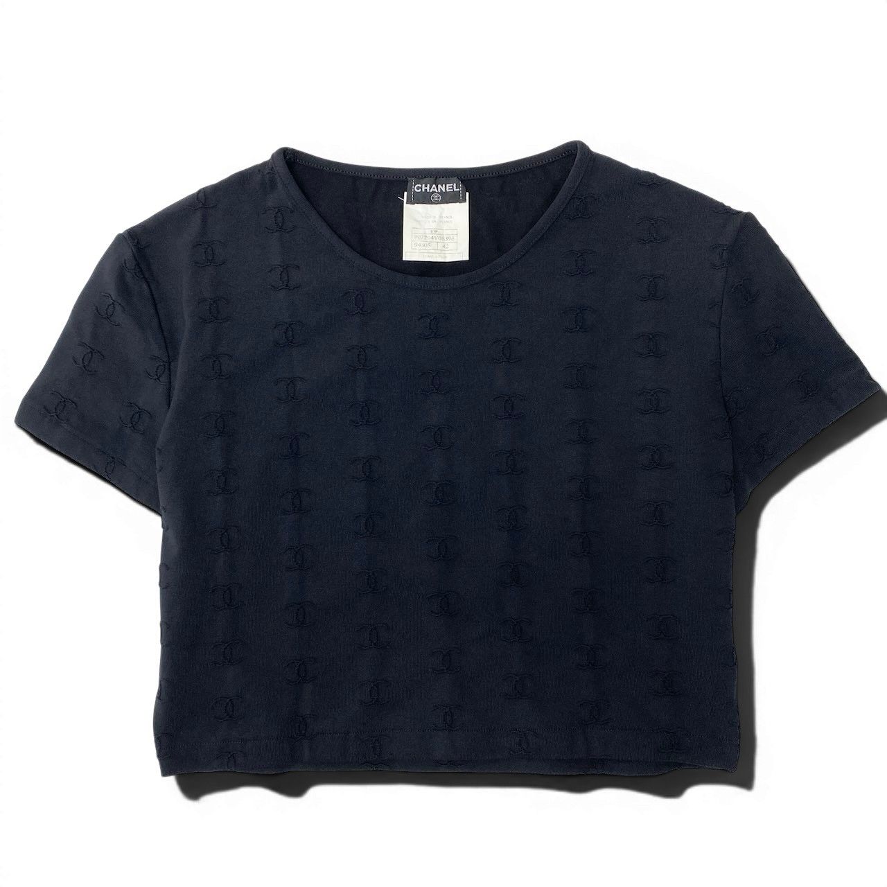 Chanel Ce8 Vintage CC Logo Cropped T Tight Top 42 Black — view 2