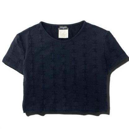 Chanel Ce8 Vintage CC Logo Cropped T Tight Top 42 Black — view 2