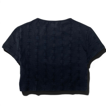 Chanel Ce8 Vintage CC Logo Cropped T Tight Top 42 Black — view 3