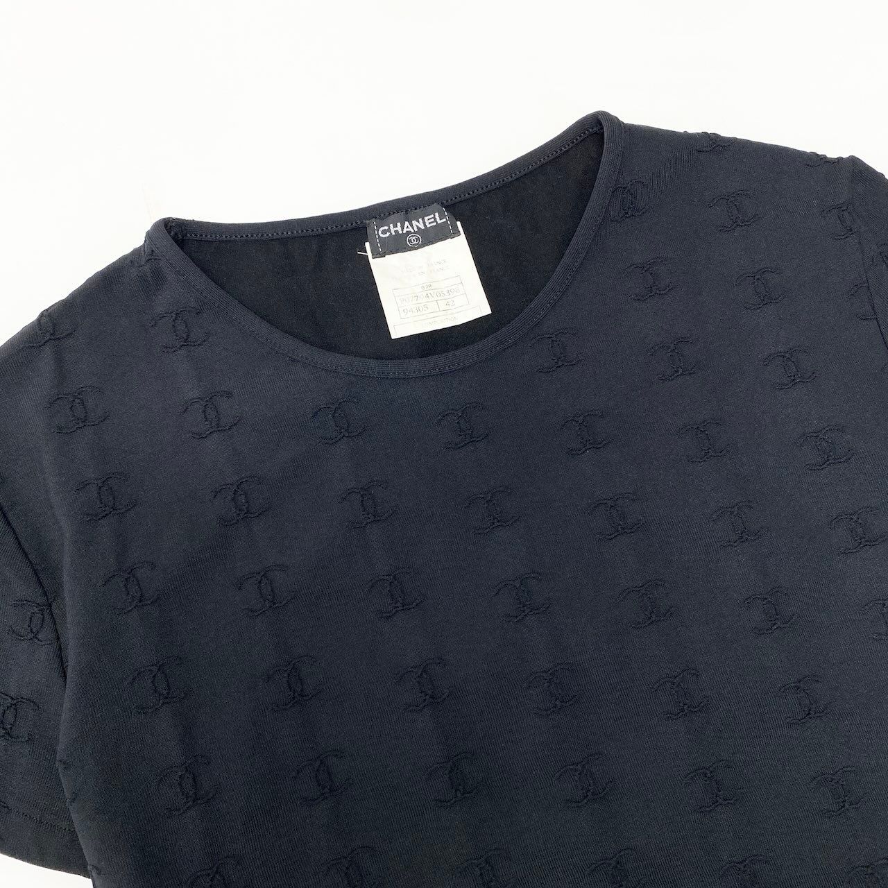 Chanel Ce8 Vintage CC Logo Cropped T Tight Top 42 Black — view 4