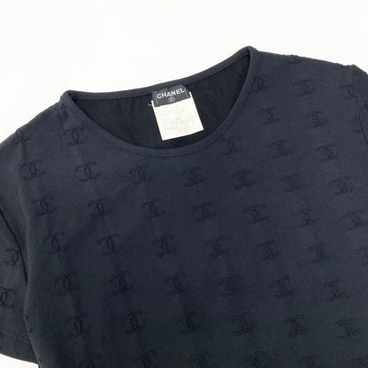 Chanel Ce8 Vintage CC Logo Cropped T Tight Top 42 Black — view 4
