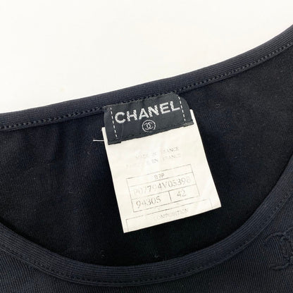 Chanel Ce8 Vintage CC Logo Cropped T Tight Top 42 Black — view 7