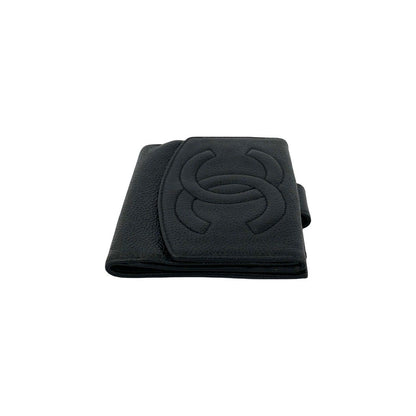 Chanel Vintage CC Logo Caviar Leather Bifold Wallet Mini Black — view 5