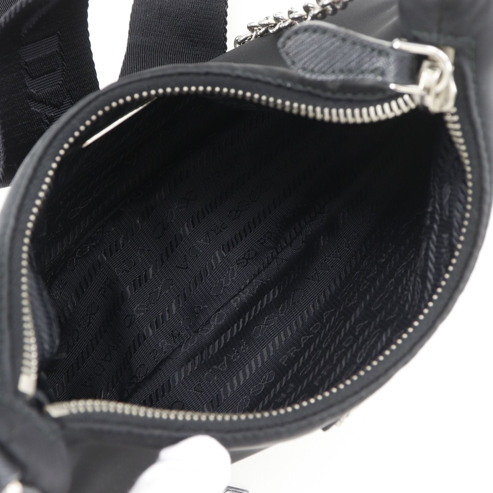 Prada Reedition Re-Nylon Saffiano Nero Black Shoulder Bag — view 6