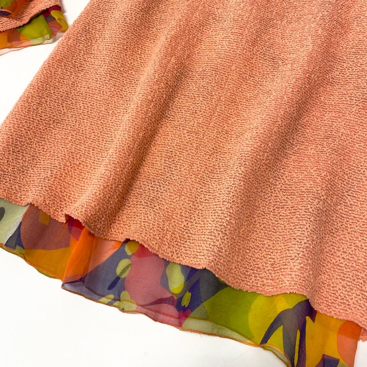 Chanel E8 Tweed Suit Jacket No Top Skirt 38 Orange Multicolor — view 9