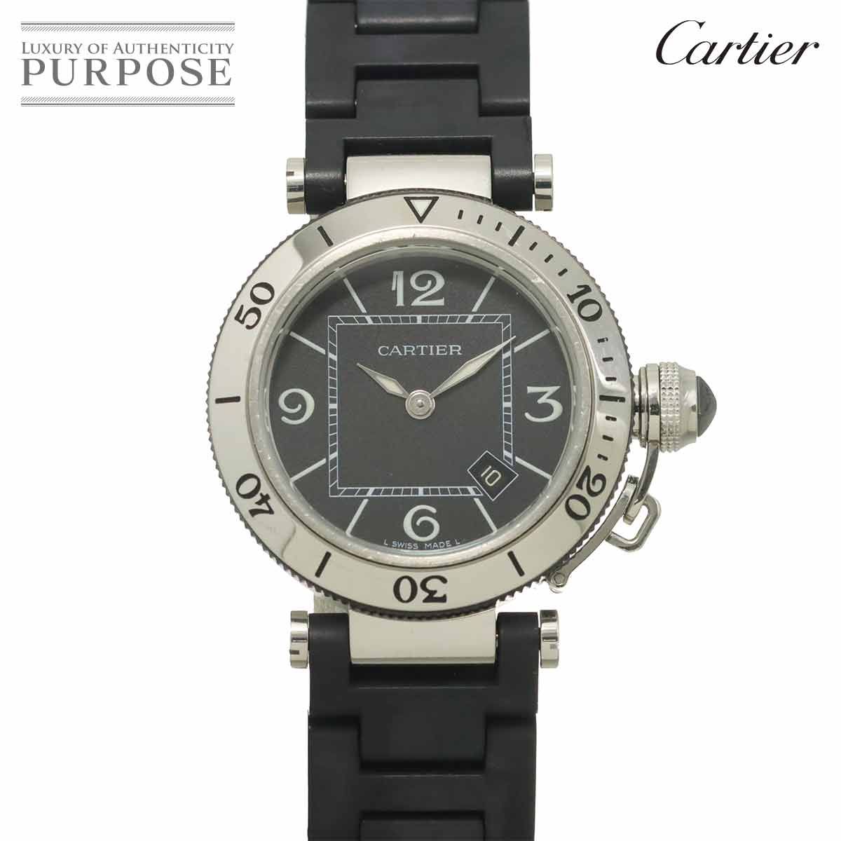 Cartier Pasha Timer Watch Date Black Quartz