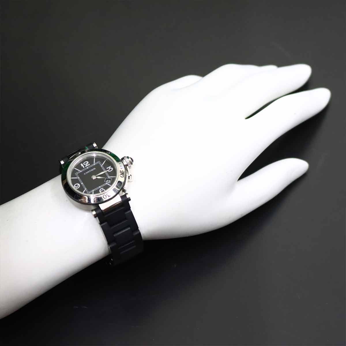 Cartier Pasha Timer Watch Date Black Quartz — view 3