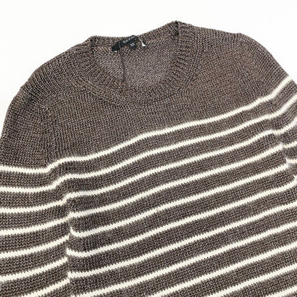 Gucci E8 Kept Long Sleeve Knit Sweater Border XS Brown White — view 4