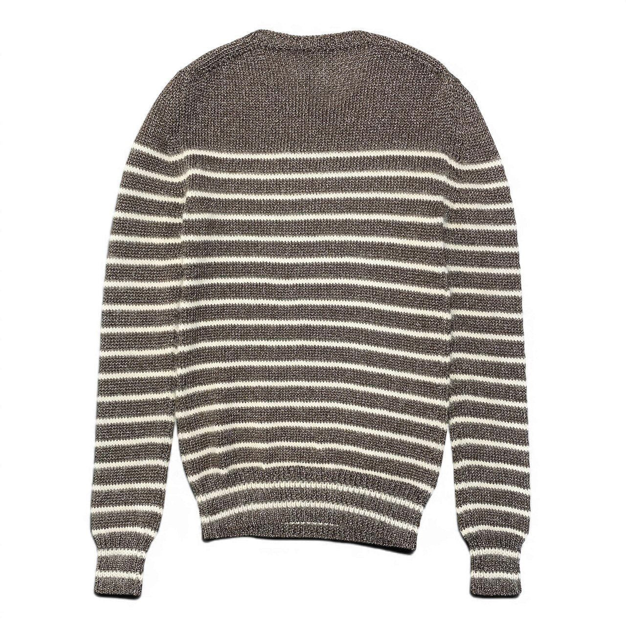 Gucci E8 Kept Long Sleeve Knit Sweater Border XS Brown White — view 3