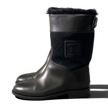 Chanel E8 Sports Back Zip Middle Boots 36.5 CC Logo — view 3