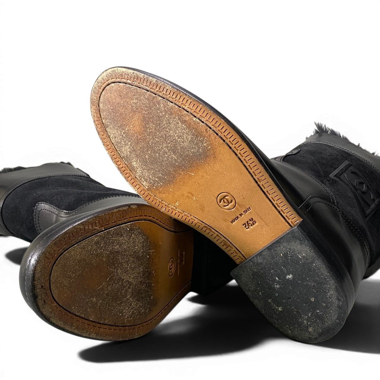 Chanel E8 Sports Back Zip Middle Boots 36.5 CC Logo — view 7
