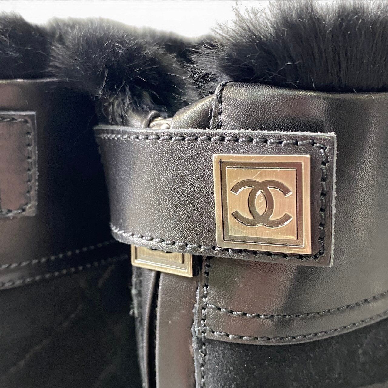 Chanel E8 Sports Back Zip Middle Boots 36.5 CC Logo — view 9