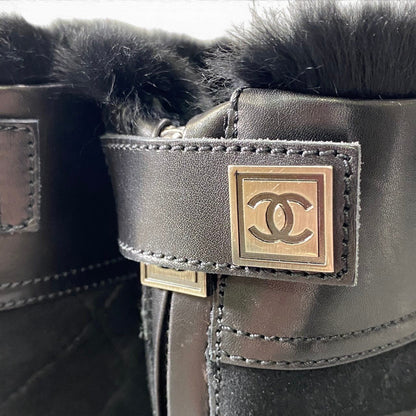Chanel E8 Sports Back Zip Middle Boots 36.5 CC Logo — view 9