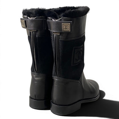 Chanel E8 Sports Back Zip Middle Boots 36.5 CC Logo — view 4