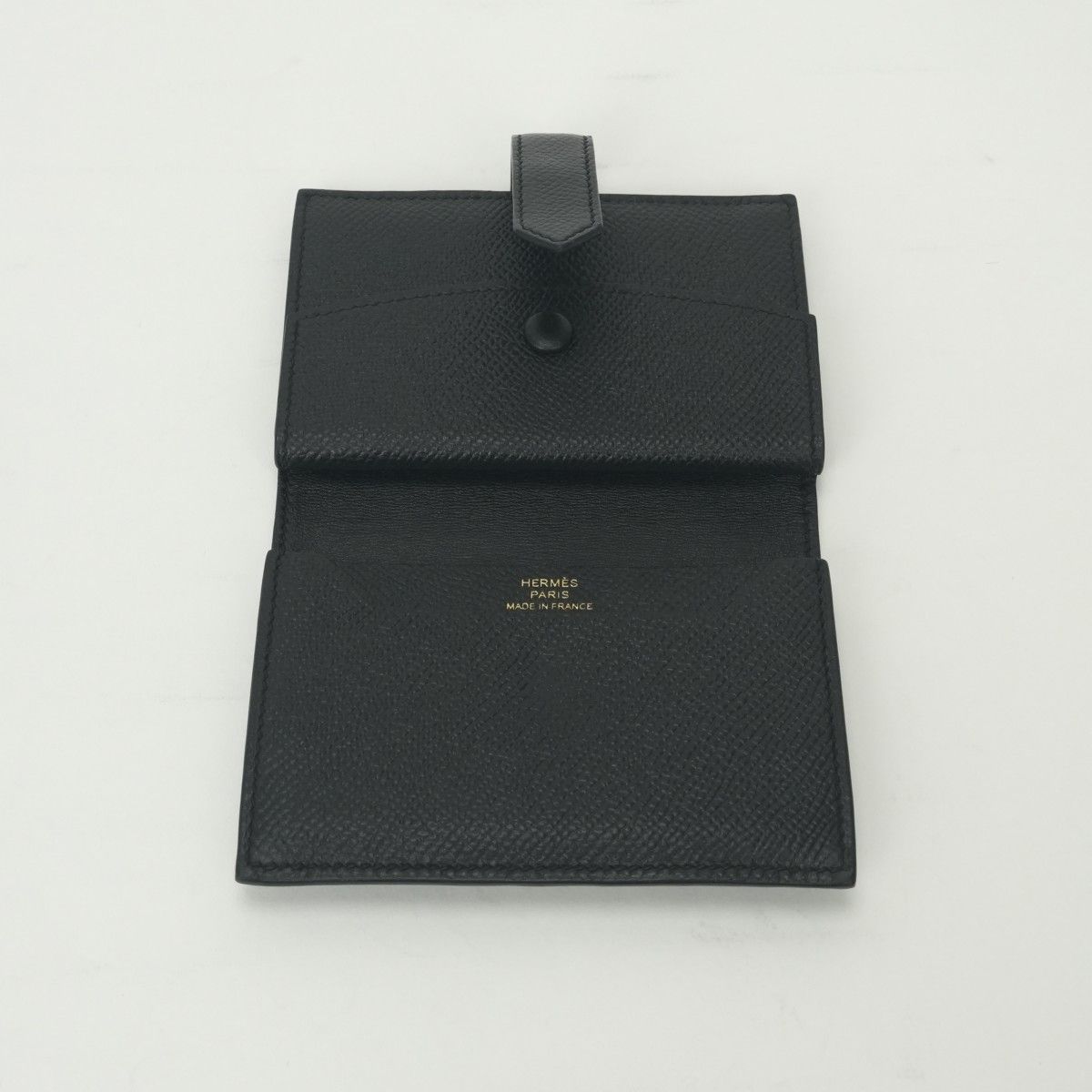 Hermes Bearn Mini Coin Purse Wallet Bifold Mini Epsom Noir Black Gold Veau — view 5