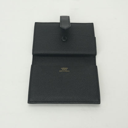 Hermes Bearn Mini Coin Purse Wallet Bifold Mini Epsom Noir Black Gold Veau — view 5