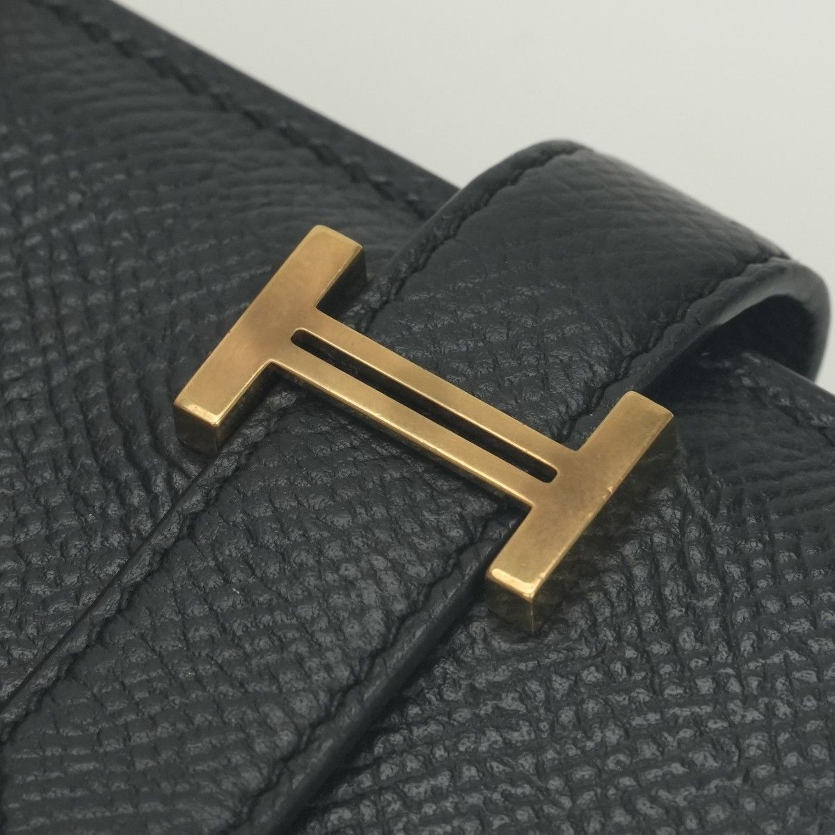 Hermes Bearn Mini Coin Purse Wallet Bifold Mini Epsom Noir Black Gold Veau — view 6