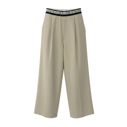 Celine E8 Logo Waist Pants Bottom 36 Beige Cotton
