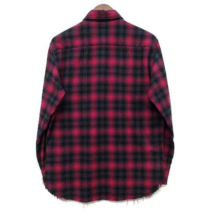 Saint Laurent Paris Hedi Slimane Era Ombre Check Shirt Long Sleeve Cut Off Red — view 2