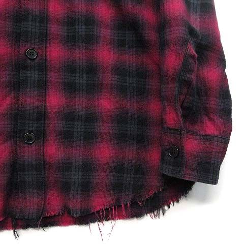 Saint Laurent Paris Hedi Slimane Era Ombre Check Shirt Long Sleeve Cut Off Red — view 4