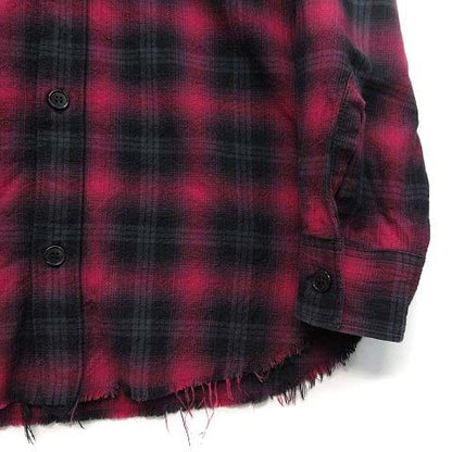Saint Laurent Paris Hedi Slimane Era Ombre Check Shirt Long Sleeve Cut Off Red — view 4