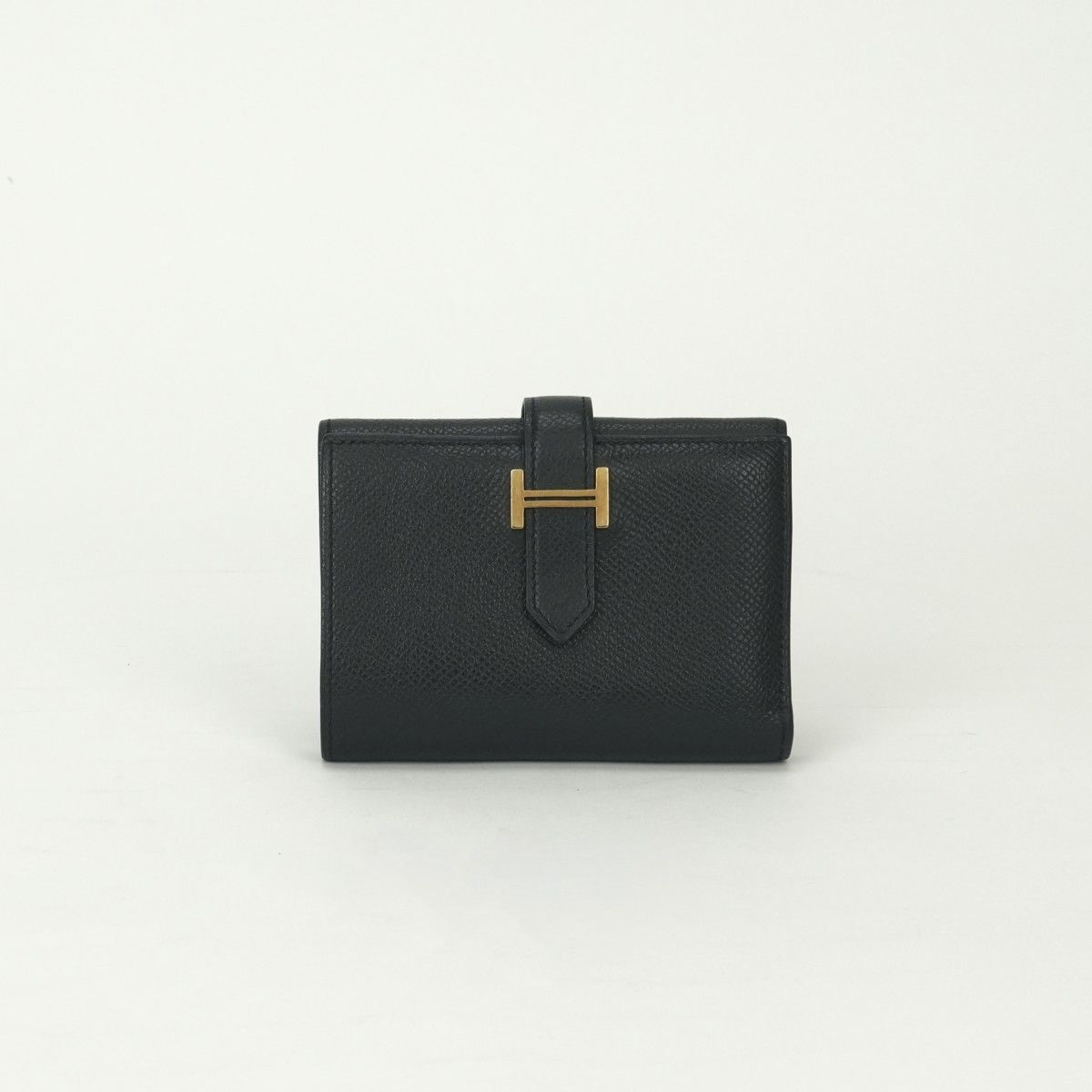 Hermes Bearn Combination Wallet Trifold Mini Epsom Noir Black Gold Veau