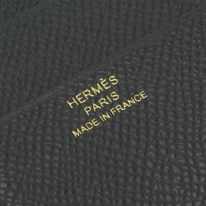 Hermes Bearn Combination Wallet Trifold Mini Epsom Noir Black Gold Veau — view 7
