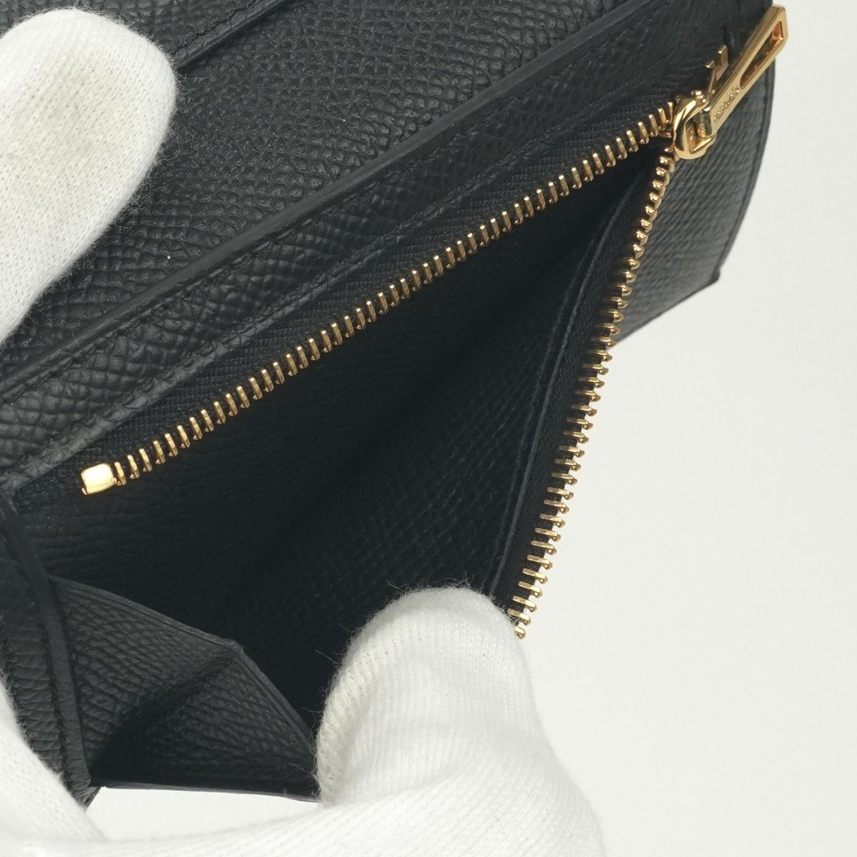 Hermes Bearn Combination Wallet Trifold Mini Epsom Noir Black Gold Veau — view 9