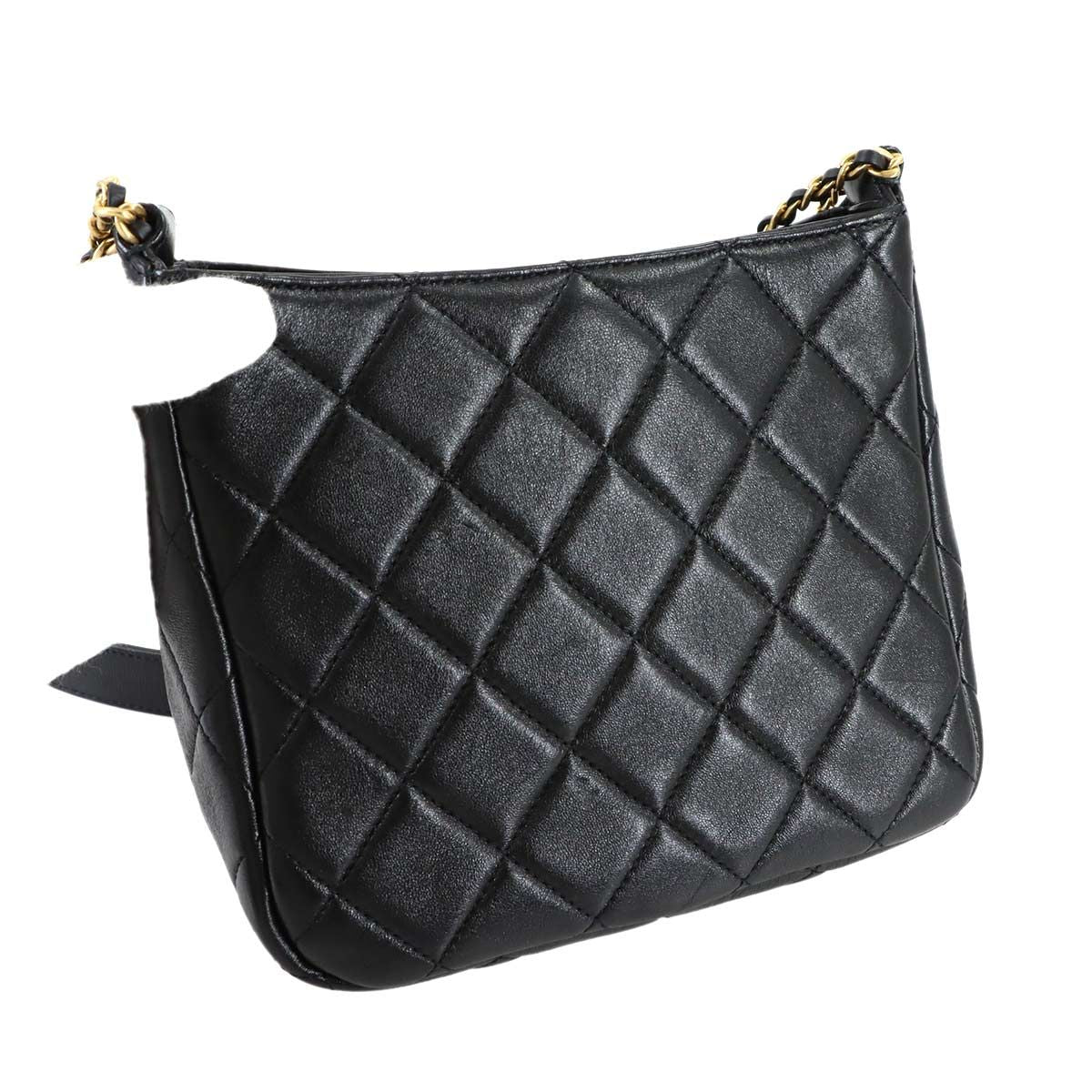 Chanel Quilted Small Hobo Shoulder Leather Black — view 9