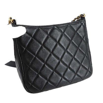 Chanel Quilted Small Hobo Shoulder Leather Black — view 9