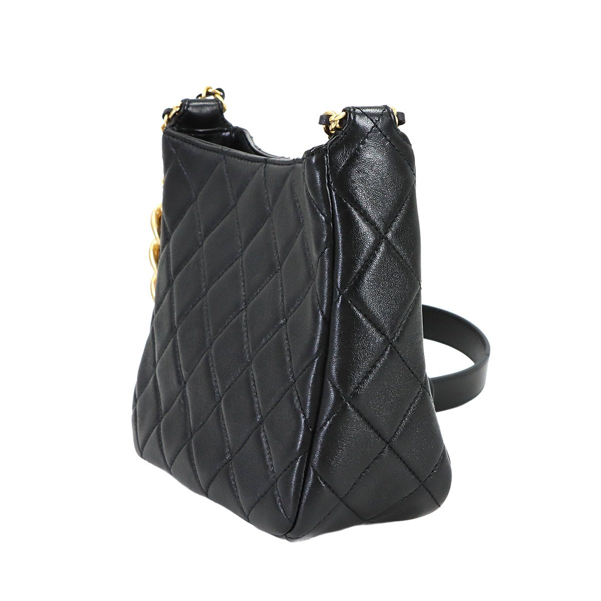 Chanel Quilted Small Hobo Shoulder Leather Black — view 4