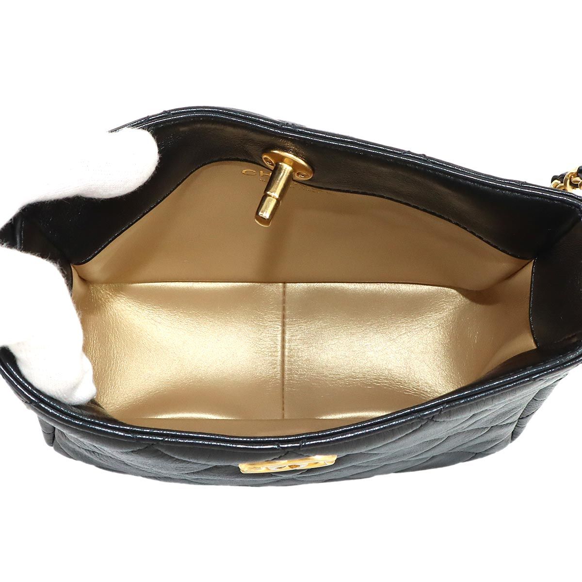 Chanel Quilted Small Hobo Shoulder Leather Black — view 7