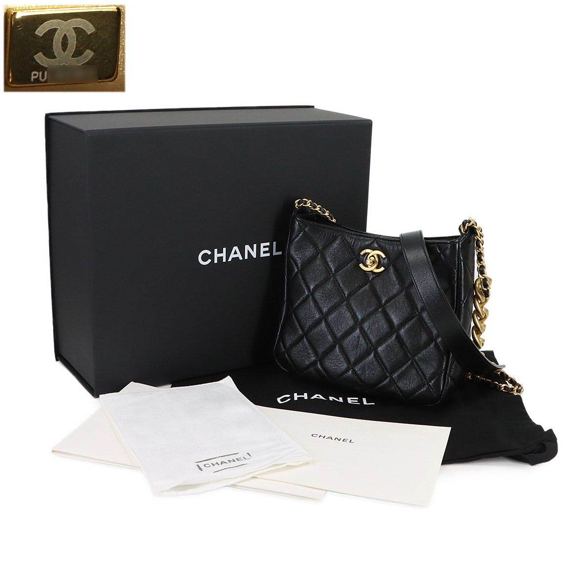 Chanel Quilted Small Hobo Shoulder Leather Black — view 2