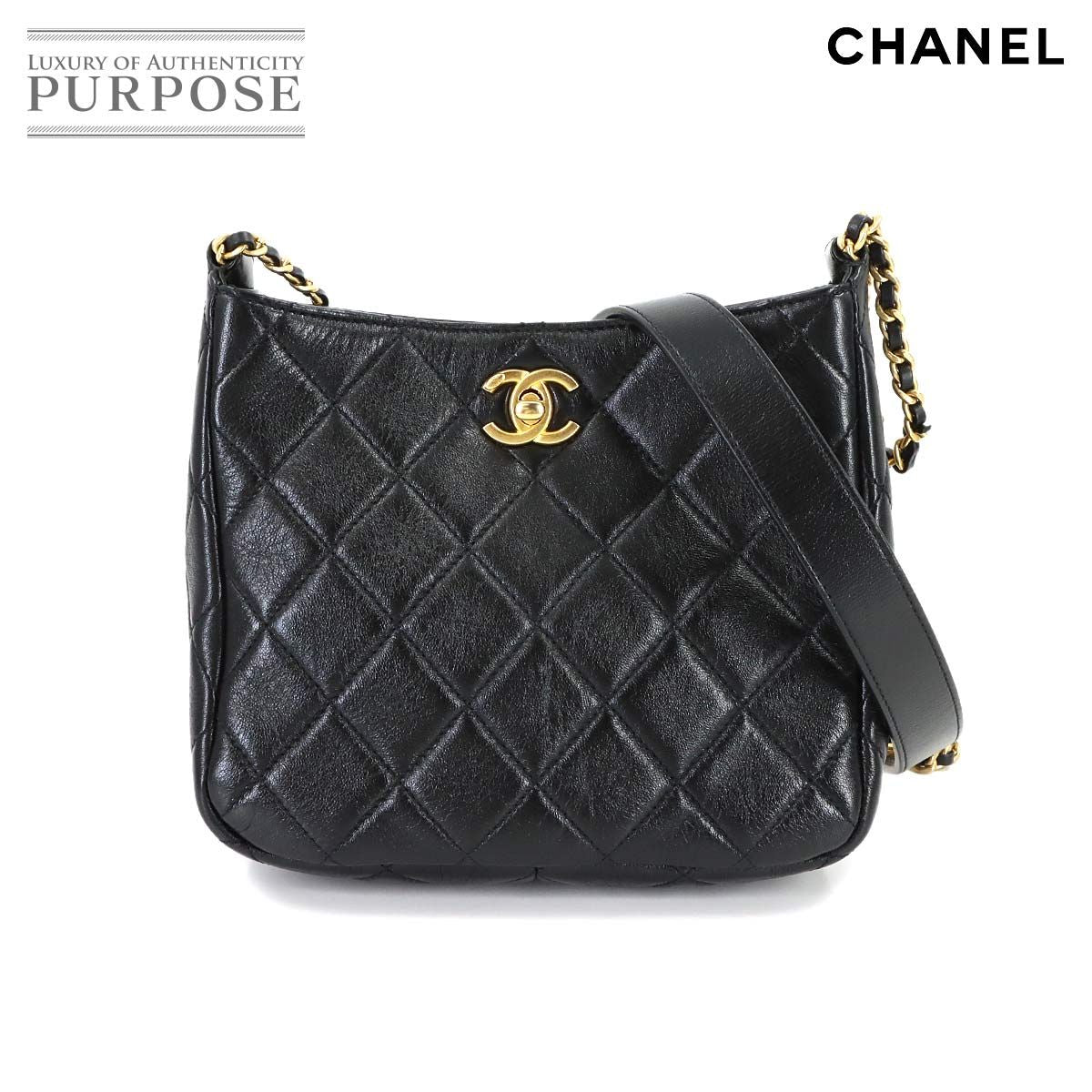 Chanel Quilted Small Hobo Shoulder Leather Black