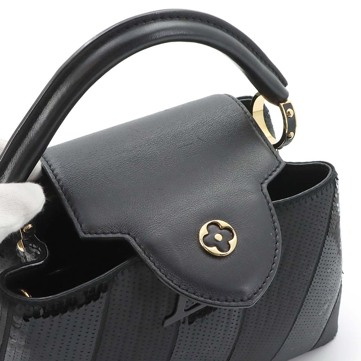 Louis Vuitton Capucines BB 2-Way Bag Sequin Leather Black — view 8