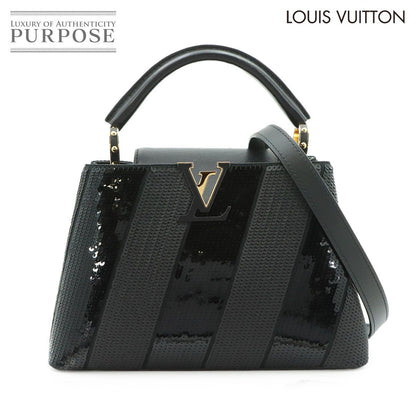 Louis Vuitton Capucines BB 2-Way Bag Sequin Leather Black