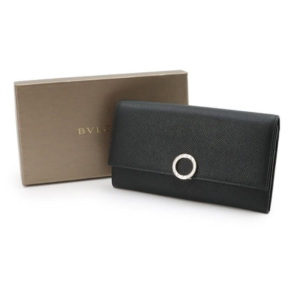 Bvlgari Logo Clip Bifold Wallet Leather Black Silver — view 2