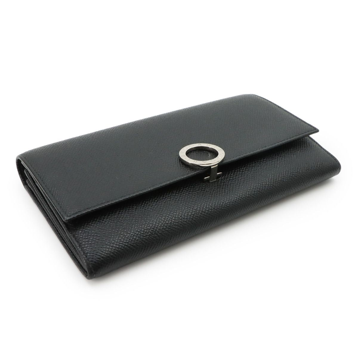 Bvlgari Logo Clip Bifold Wallet Leather Black Silver — view 4