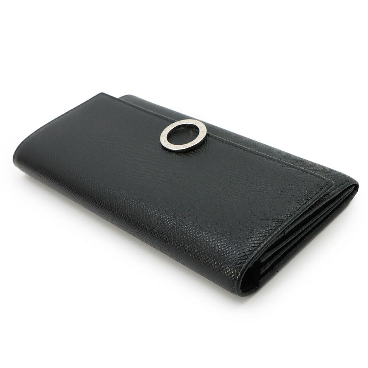 Bvlgari Logo Clip Bifold Wallet Leather Black Silver — view 5