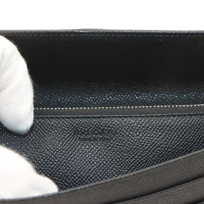 Bvlgari Logo Clip Bifold Wallet Leather Black Silver — view 9