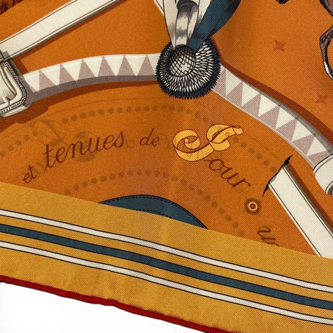 Hermes E8 Carre 90 Double Face Horsewear Orange Silk Scarf — view 5