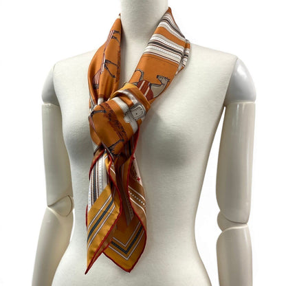 Hermes E8 Carre 90 Double Face Horsewear Orange Silk Scarf — view 3