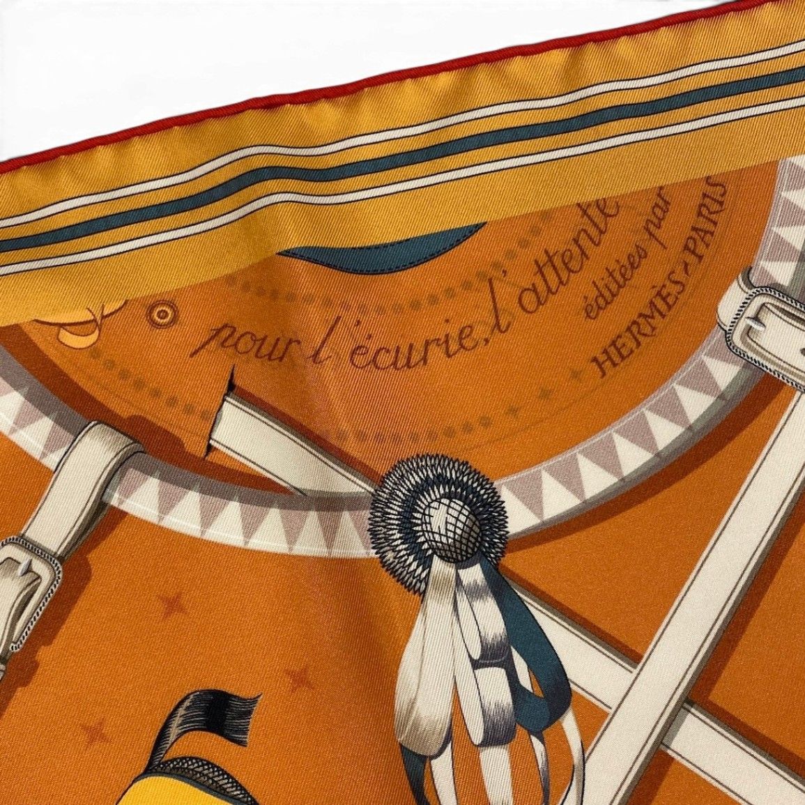 Hermes E8 Carre 90 Double Face Horsewear Orange Silk Scarf — view 8