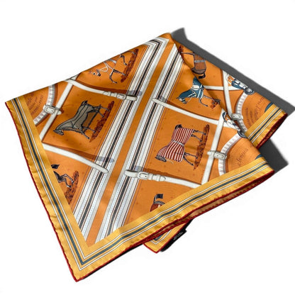 Hermes E8 Carre 90 Double Face Horsewear Orange Silk Scarf — view 2