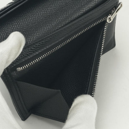 Hermes Bearn Compact Wallet Bifold Mini Epsom Noir Black Silver Veau — view 9