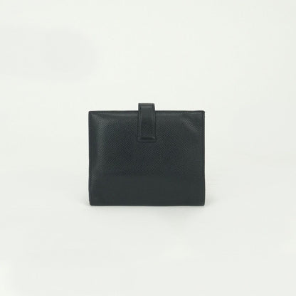 Hermes Bearn Compact Wallet Bifold Mini Epsom Noir Black Silver Veau — view 2