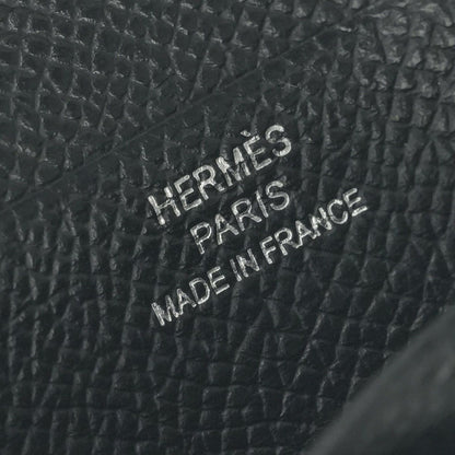 Hermes Bearn Compact Wallet Bifold Mini Epsom Noir Black Silver Veau — view 6